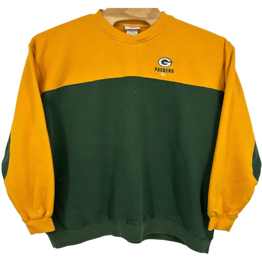 VTG y2k Men's Embroidered NFL Green Bay Packers Football Crewneck Sweatshirt 2XL